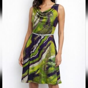 Catherine Malandrino Abstract Purple and Green Dress NWT Size 6